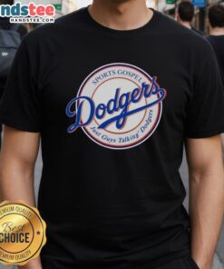 Good Dodgers Sports Gospel T-Shirt featuring guys discussing baseball and camaraderie, perfect for Dodgers fans.