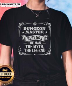 Alt Text: Good Dungeon Master tee for women featuring 'The Man, The Myth, The Legend' design, perfect for tabletop RPG fans.