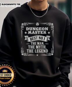 Alt Text: Stylish 'Good Dungeon Master: The Man, The Myth, The Legend' sweatshirt perfect for tabletop gaming enthusiasts.