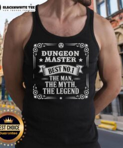Good Dungeon Master tank top featuring 'The Man, The Myth, The Legend' design for tabletop gaming enthusiasts.