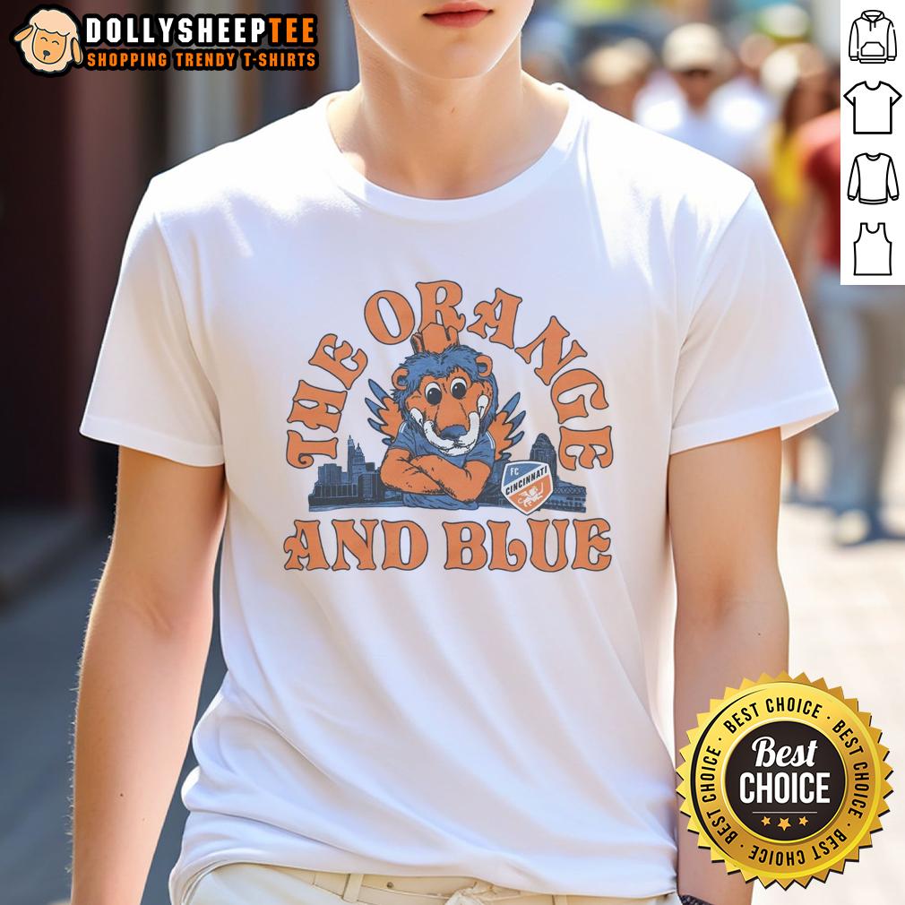 Good Fc Cincinnati The Orange And Blue T Shirt Good FC Cincinnati orange and blue T-shirt featuring team logo, perfect for fans supporting the soccer club.