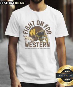 Vintage 1980s Western Michigan Broncos football helmet t-shirt, showcasing team spirit and retro design.