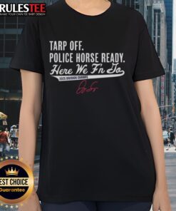 Good George Springer celebrates Toronto Blue Jays 2025 Division Champs with tarp-off event and police horse at the game.