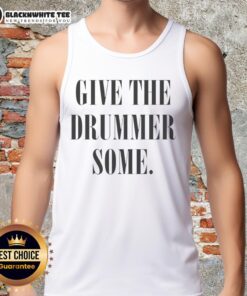 Alt Text: Good Give The Drummer Some tank top featuring a vibrant design, perfect for music lovers and festival-goers.
