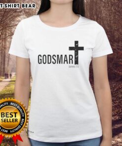 Good Godsmart James 1:5 Cross Ladies Tee featuring a stylish design with a faith-based message for women.