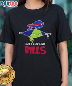 Good Grinch graphic on a ladies tee celebrating Buffalo Bills football, perfect for festive game day style.