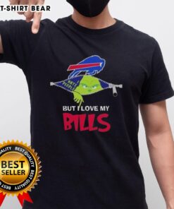 Good Grinch Christmas t-shirt featuring 'I Love My Buffalo Bills' design, perfect for holiday fans and football lovers.