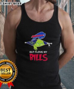 Good Grinch Christmas tank top featuring Buffalo Bills logo, perfect for holiday cheer and football fans.