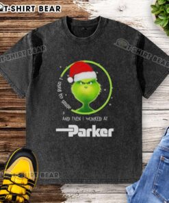 Good Grinch Christmas t-shirt featuring 'I Used to Smile' design from Parker Hannifin, perfect for holiday cheer.