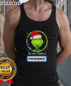 Good Grinch Christmas tank top featuring 'I Used to Smile, Then I Worked at Penske Corporation' design for festive humor.