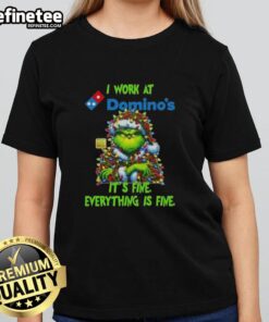 Good Grinch Christmas Tree tee featuring 'It's fine, everything is fine' design for ladies, perfect for festive cheer.