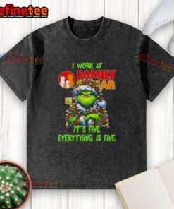Alt Text: Good Grinch Christmas Tree t-shirt from Family Dollar, featuring 'It's fine, everything is fine' design in festive colors.