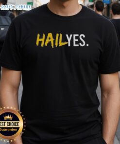 Good Hail Yes Michigan Wolverines Football T-Shirt featuring bold team colors and logo, perfect for game day attire.