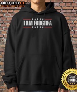 Good I Am Frogtifa Portland Frog Protest Hoodie featuring a vibrant frog design, perfect for eco-conscious fashion.