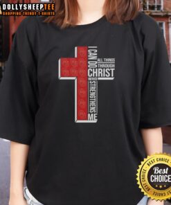 Good I Can Do All Things Through Christ Who Strengthens Me Oklahoma Sooners Football Cross Ladies Tee shirt design.