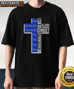 Alt Text: Pittsburgh Panthers football T-shirt featuring 'I Can Do All Things Through Christ Who Strengthens Me' design.