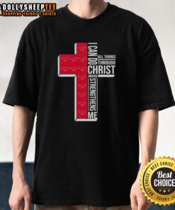 Good I Can Do All Things Through Christ Who Strengthens Me SMU Mustangs football cross t-shirt design for fans.