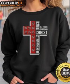 South Carolina Gamecocks football cross sweatshirt with 'I Can Do All Things Through Christ' quote, perfect for fans.
