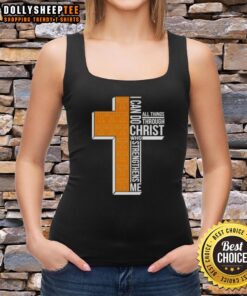 Alt Text: Tennessee Volunteers football cross tank top with 'I Can Do All Things Through Christ Who Strengthens Me' design.