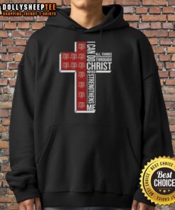 Texas A&M Aggies football cross hoodie featuring 'I Can Do All Things Through Christ Who Strengthens Me' design.