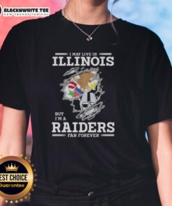 Good I May Live In Illinois But I'm A Raiders Fan Forever Ladies Tee featuring a stylish Raiders graphic design.