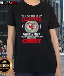 Fashionable Kansas City Chiefs ladies tee, perfect for game day, showcasing team pride while living in Illinois.