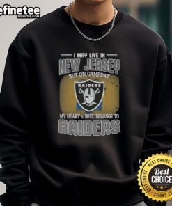 Raiders sweatshirt showcasing pride for the team, perfect for game day, even in New Jersey.