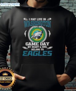Alt Text: Philadelphia Eagles hoodie showcasing loyalty, perfect for game day, despite living in Washington.