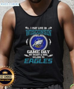Philadelphia Eagles tank top for game day, showcasing team pride while living in Wisconsin.