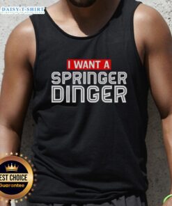 Good I Want A Springer Dinger tank top featuring George Springer's name and logo in vibrant colors for baseball fans.