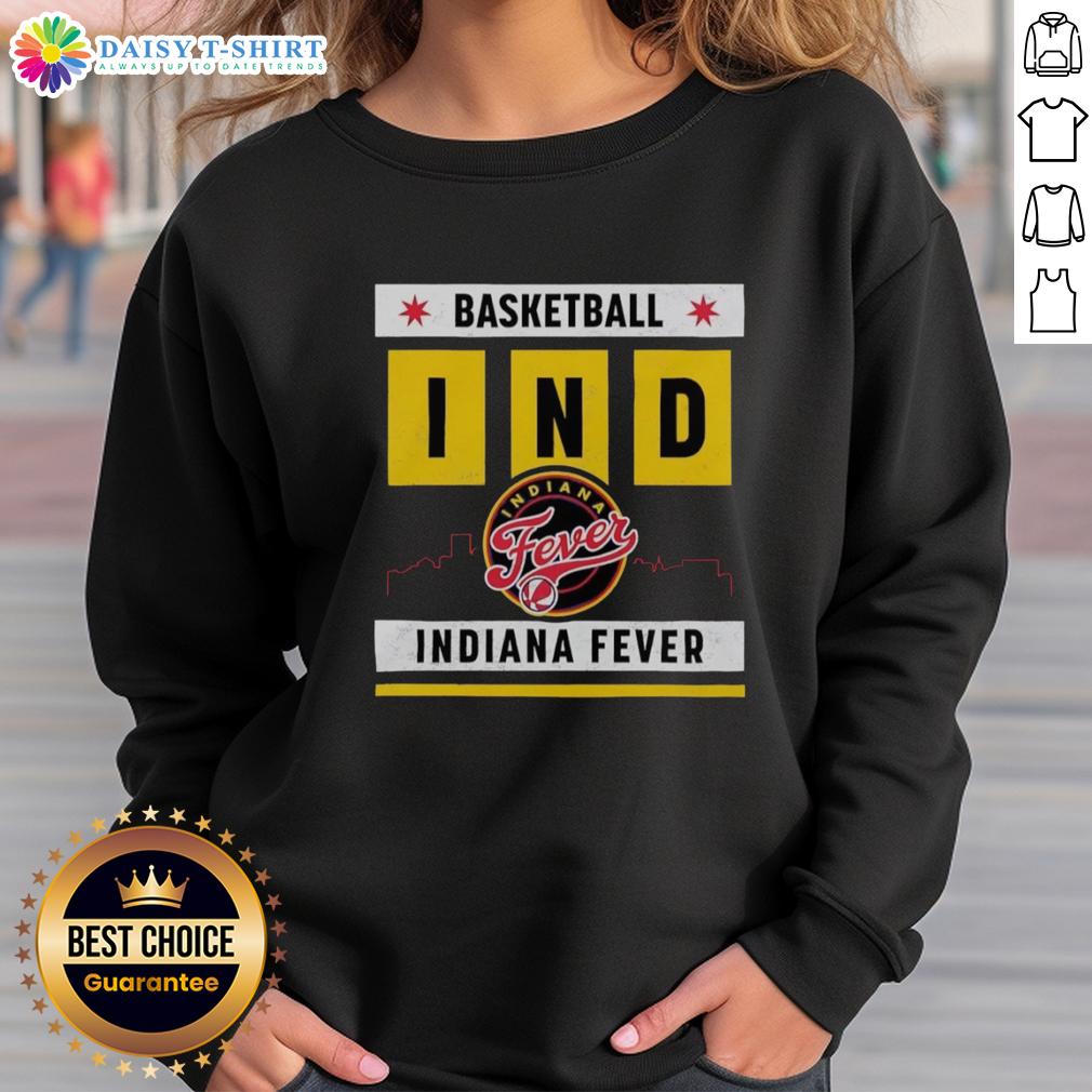 Good Indiana Fever Basketball Skyline Sweatshirt Alt Text: Good Indiana Fever basketball skyline sweatshirt featuring vibrant team colors and stylish design for fans.