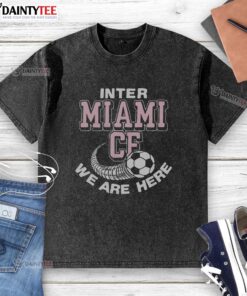 Good Inter Miami CF We Are Here washed t-shirt featuring vibrant team colors and stylish design for fans.