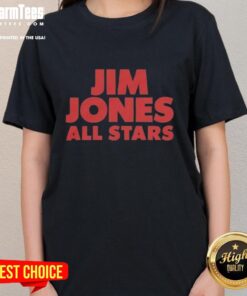Good Jim Jones All Stars logo on a stylish ladies tee, perfect for casual wear and fan apparel.