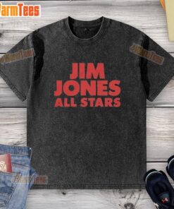 Good Jim Jones All Stars logo on a washed t-shirt, showcasing a vintage design and casual style for fans.