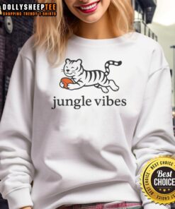 Good Jungle Vibes Run Wild Tiger Sweatshirt featuring a vibrant tiger design on a cozy, stylish pullover.