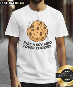 Alt Text: Good Just A Boy Who Loves Cookies T-Shirt featuring a playful design and vibrant colors, perfect for cookie lovers.