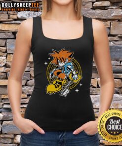 Kid wearing a Good Kingdom Heart Sora tank top, showcasing vibrant colors and playful design inspired by the popular game.
