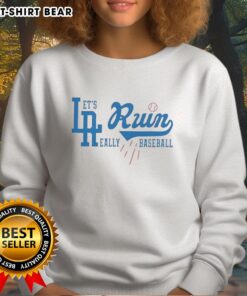 Good LA Run Dodgers sweatshirt featuring a sporty design, perfect for baseball fans and casual wear.