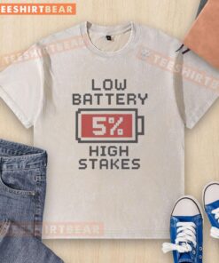 Good Low Battery 5 High Stakes Washed T-Shirt featuring a unique design perfect for casual wear and expressing your style.