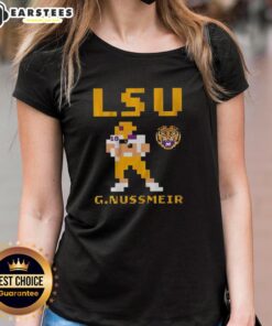 LSU Tigers football Garrett Nussmeier retro baller ladies tee design featuring team colors and logo for stylish fans.