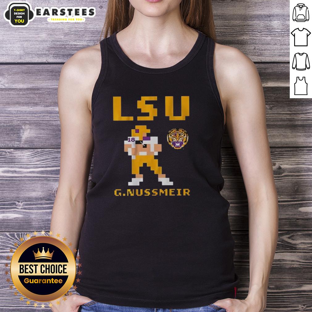 good-lsu-tigers-football-garrett-nussmeier-retro-baller-tank-top Alt Text: Retro Baller Tank Top featuring Garrett Nussmeier, perfect for LSU Tigers football fans and stylish summer wear.