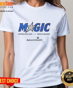 Good Magic Opening Night 2025 Miami vs Orlando Ladies Tee featuring vibrant colors and stylish design for fans.