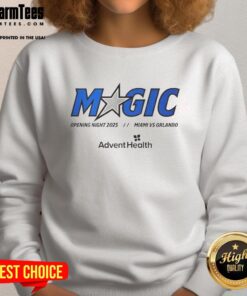 Alt Text: Good Magic Opening Night 2025 Miami vs Orlando sweatshirt featuring vibrant team logos and stylish design.