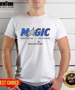Good Magic Opening Night 2025 Miami vs Orlando T-Shirt featuring vibrant team graphics and event details.