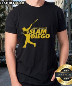 Alt Text: Good Manny Machado Mr. Slam Diego T-Shirt featuring bold graphics of MLB star Manny Machado for baseball fans.
