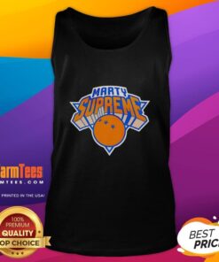 Good Marty Supreme New York Knicks logo parody tank top design featuring a playful twist on the iconic sports logo.