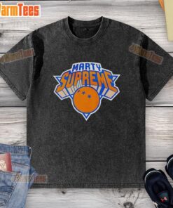 Good Marty Supreme New York Knicks logo parody washed t-shirt, featuring a trendy design for basketball fans.