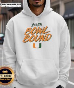 Good Miami Hurricanes Football 2025 Bowl Bound Hoodie in team colors, perfect for fans celebrating the season.