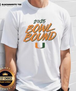 Good Miami Hurricanes Football 2025 Bowl Bound T-Shirt featuring vibrant team colors and bold graphics for fans.