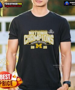 Alt Text: Good Michigan Wolverines 2025 NCAA Men's Gymnastics National Champions T-Shirt featuring team colors and logo.